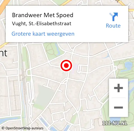 Locatie op kaart van de 112 melding: Brandweer Met Spoed Naar Vught, St.-Elisabethstraat op 6 februari 2022 17:43