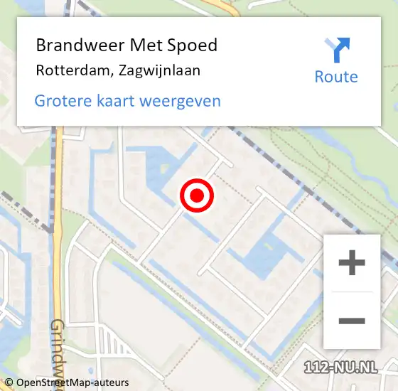Locatie op kaart van de 112 melding: Brandweer Met Spoed Naar Rotterdam, Zagwijnlaan op 6 februari 2022 17:47