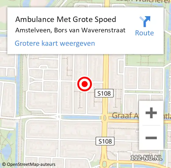Locatie op kaart van de 112 melding: Ambulance Met Grote Spoed Naar Amstelveen, Bors van Waverenstraat op 6 februari 2022 17:56