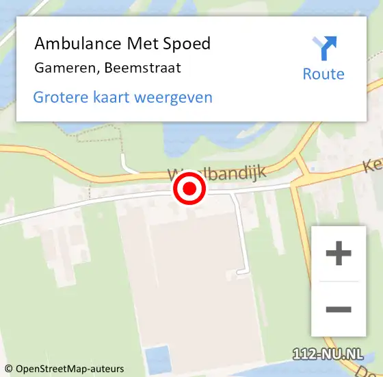 Locatie op kaart van de 112 melding: Ambulance Met Spoed Naar Gameren, Beemstraat op 6 februari 2022 18:04