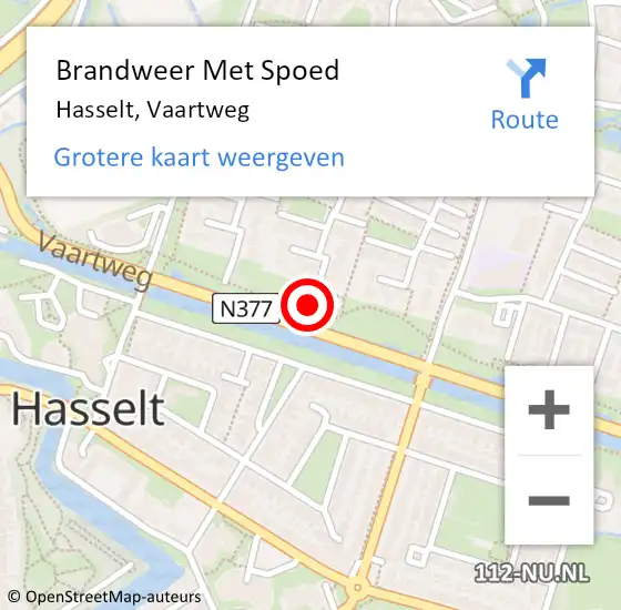 Locatie op kaart van de 112 melding: Brandweer Met Spoed Naar Hasselt, Vaartweg op 6 februari 2022 18:40