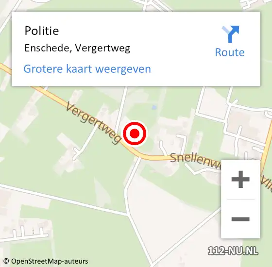 Locatie op kaart van de 112 melding: Politie Enschede, Vergertweg op 6 februari 2022 18:50