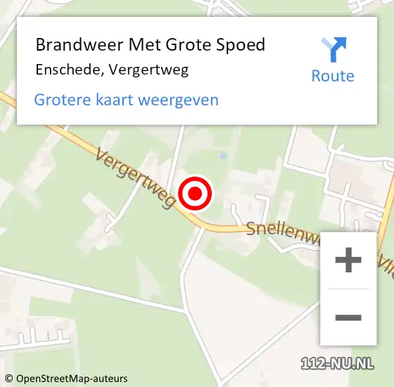 Locatie op kaart van de 112 melding: Brandweer Met Grote Spoed Naar Enschede, Vergertweg op 6 februari 2022 18:50