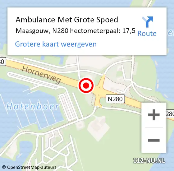 Locatie op kaart van de 112 melding: Ambulance Met Grote Spoed Naar Maasgouw, N280 hectometerpaal: 17,5 op 6 februari 2022 18:50