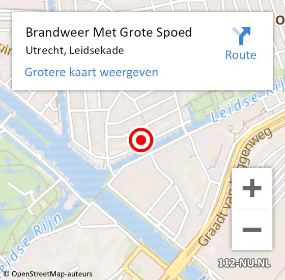 Locatie op kaart van de 112 melding: Brandweer Met Grote Spoed Naar Utrecht, Leidsekade op 6 februari 2022 19:49