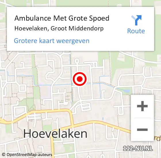 Locatie op kaart van de 112 melding: Ambulance Met Grote Spoed Naar Hoevelaken, Groot Middendorp op 7 februari 2022 06:36