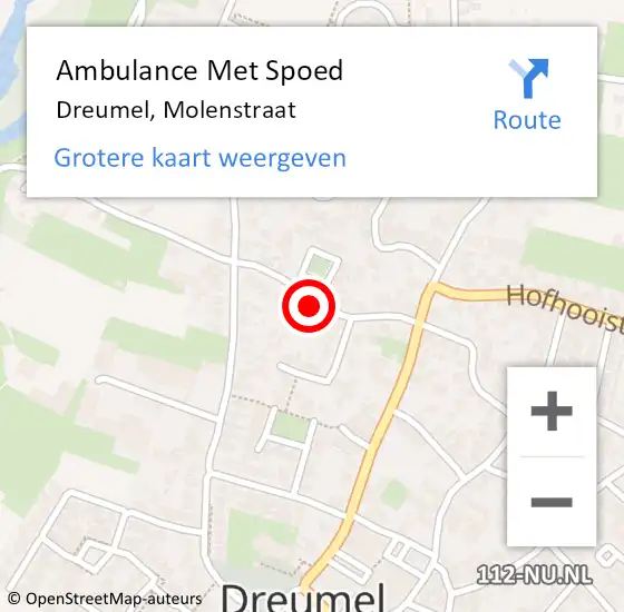 Locatie op kaart van de 112 melding: Ambulance Met Spoed Naar Dreumel, Molenstraat op 7 februari 2022 12:12