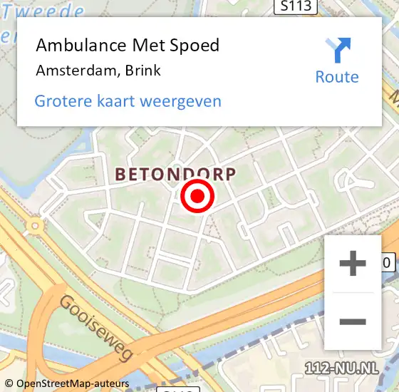 Locatie op kaart van de 112 melding: Ambulance Met Spoed Naar Amsterdam, Brink op 7 februari 2022 12:17