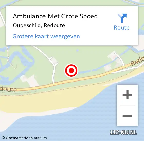 Locatie op kaart van de 112 melding: Ambulance Met Grote Spoed Naar Oudeschild, Redoute op 7 februari 2022 12:21