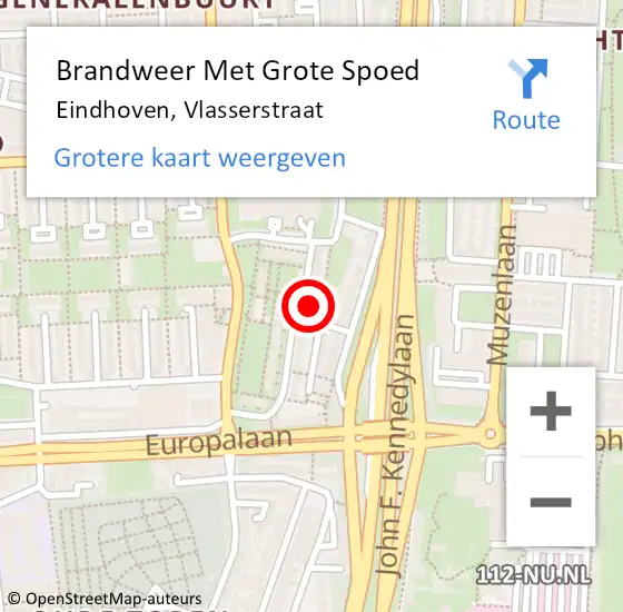 Locatie op kaart van de 112 melding: Brandweer Met Grote Spoed Naar Eindhoven, Vlasserstraat op 7 februari 2022 17:58
