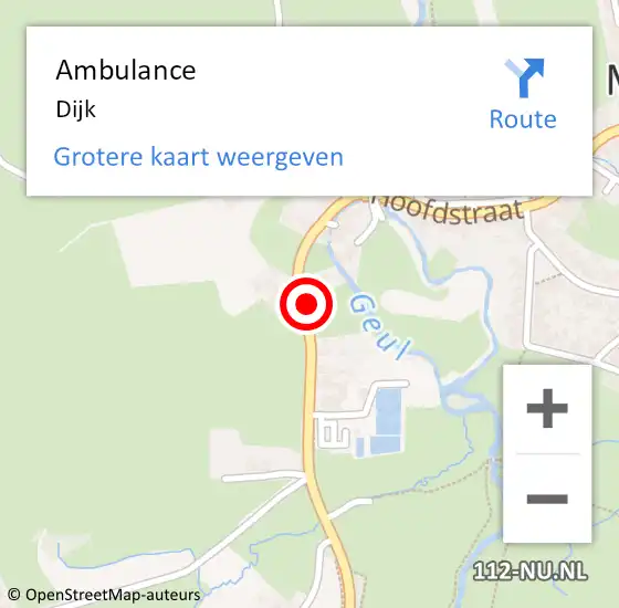 Locatie op kaart van de 112 melding: Ambulance Dijk op 7 februari 2022 18:17