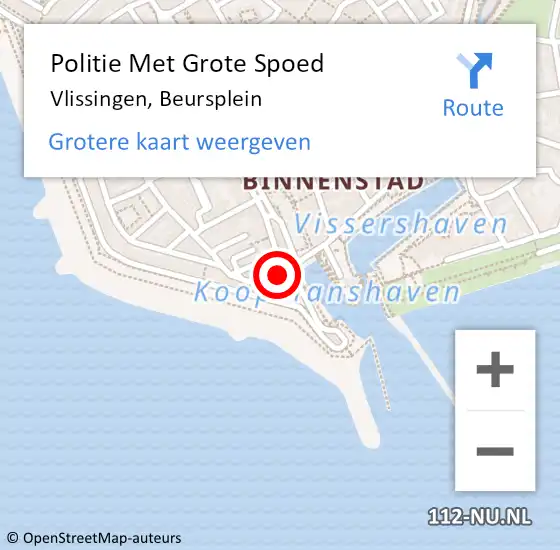 Locatie op kaart van de 112 melding: Politie Met Grote Spoed Naar Vlissingen, Beursplein op 7 februari 2022 20:42