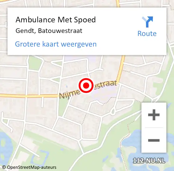 Locatie op kaart van de 112 melding: Ambulance Met Spoed Naar Gendt, Batouwestraat op 8 februari 2022 00:30
