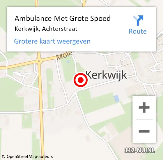 Locatie op kaart van de 112 melding: Ambulance Met Grote Spoed Naar Kerkwijk, Achterstraat op 8 februari 2022 06:30