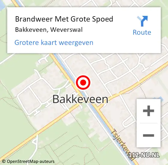 Locatie op kaart van de 112 melding: Brandweer Met Grote Spoed Naar Bakkeveen, Weverswal op 7 juli 2014 17:17