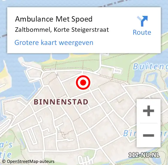 Locatie op kaart van de 112 melding: Ambulance Met Spoed Naar Zaltbommel, Korte Steigerstraat op 8 februari 2022 09:53