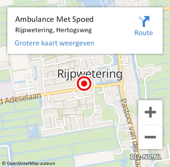 Locatie op kaart van de 112 melding: Ambulance Met Spoed Naar Rijpwetering, Hertogsweg op 8 februari 2022 10:35