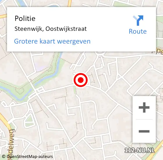 Locatie op kaart van de 112 melding: Politie Steenwijk, Oostwijkstraat op 8 februari 2022 11:29
