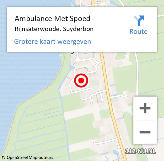 Locatie op kaart van de 112 melding: Ambulance Met Spoed Naar Rijnsaterwoude, Suyderbon op 8 februari 2022 11:43