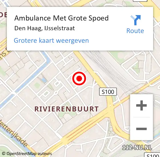Locatie op kaart van de 112 melding: Ambulance Met Grote Spoed Naar Den Haag, IJsselstraat op 8 februari 2022 11:48