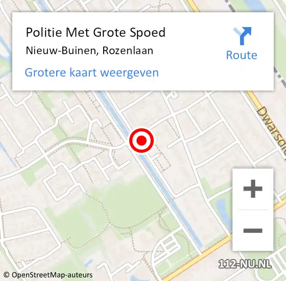 Locatie op kaart van de 112 melding: Politie Met Grote Spoed Naar Nieuw-Buinen, Rozenlaan op 8 februari 2022 12:22