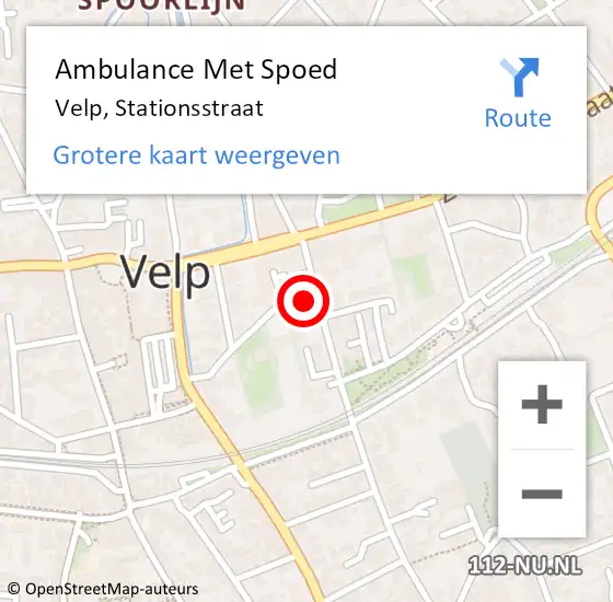 Locatie op kaart van de 112 melding: Ambulance Met Spoed Naar Velp, Stationsstraat op 8 februari 2022 12:40