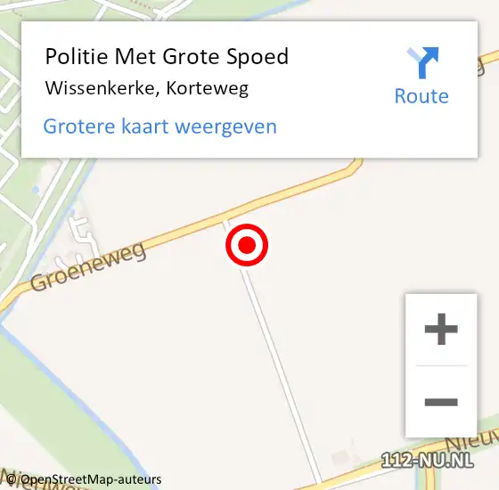 Locatie op kaart van de 112 melding: Politie Met Grote Spoed Naar Wissenkerke, Korteweg op 8 februari 2022 13:24