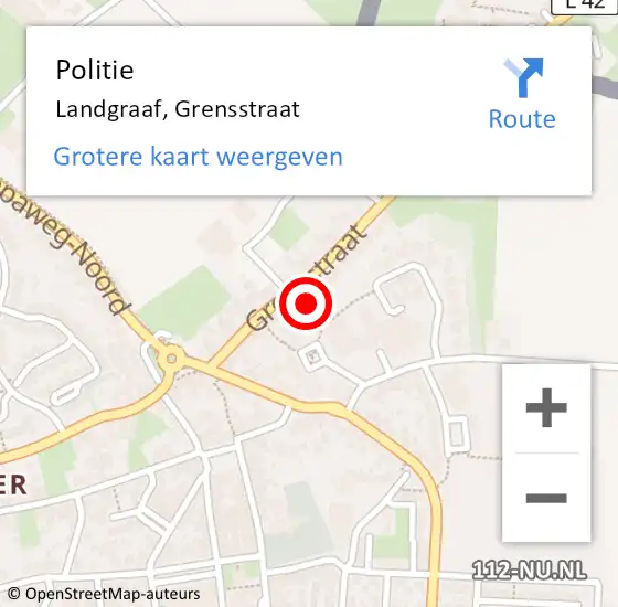 Locatie op kaart van de 112 melding: Politie Landgraaf, Grensstraat op 8 februari 2022 13:40