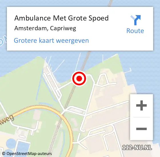 Locatie op kaart van de 112 melding: Ambulance Met Grote Spoed Naar Amsterdam, Capriweg op 8 februari 2022 14:06