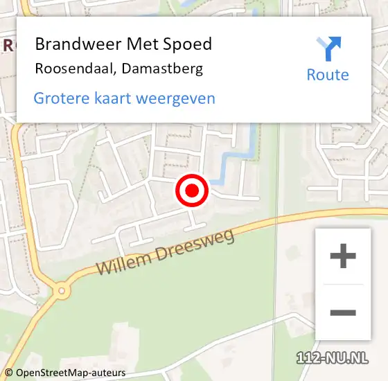Locatie op kaart van de 112 melding: Brandweer Met Spoed Naar Roosendaal, Damastberg op 8 februari 2022 16:04