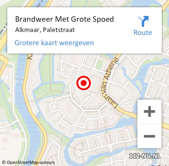 Locatie op kaart van de 112 melding: Brandweer Met Grote Spoed Naar Alkmaar, Paletstraat op 8 februari 2022 17:04