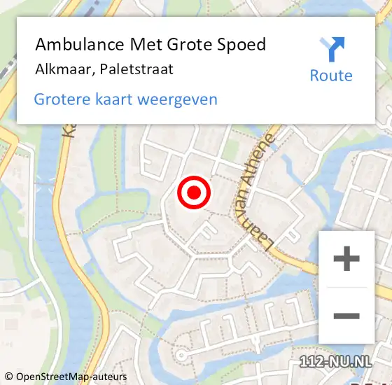 Locatie op kaart van de 112 melding: Ambulance Met Grote Spoed Naar Alkmaar, Paletstraat op 8 februari 2022 17:04