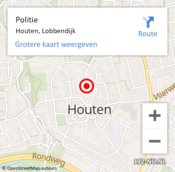 Locatie op kaart van de 112 melding: Politie Houten, Lobbendijk op 8 februari 2022 17:20