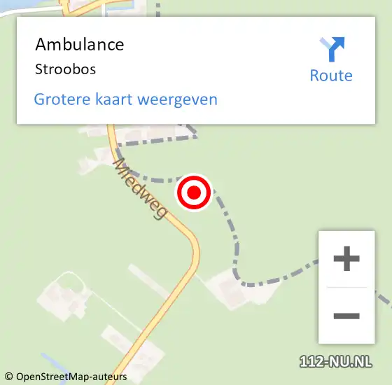 Locatie op kaart van de 112 melding: Ambulance Stroobos op 8 februari 2022 17:29