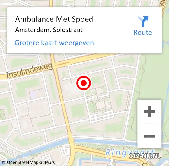 Locatie op kaart van de 112 melding: Ambulance Met Spoed Naar Amsterdam, Solostraat op 8 februari 2022 21:36