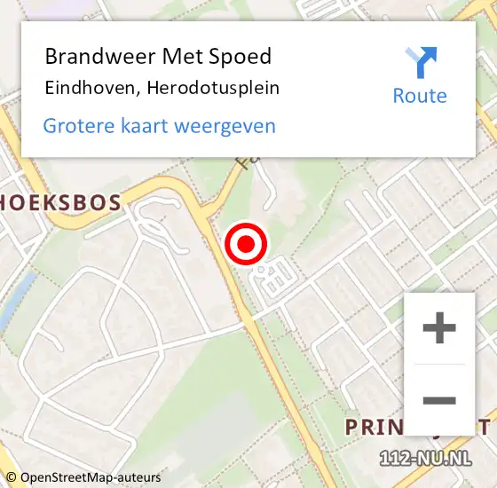 Locatie op kaart van de 112 melding: Brandweer Met Spoed Naar Eindhoven, Herodotusplein op 9 februari 2022 02:57