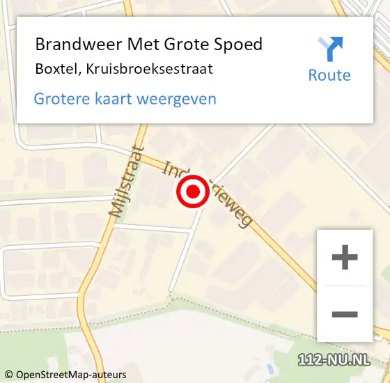 Locatie op kaart van de 112 melding: Brandweer Met Grote Spoed Naar Boxtel, Kruisbroeksestraat op 9 februari 2022 07:24