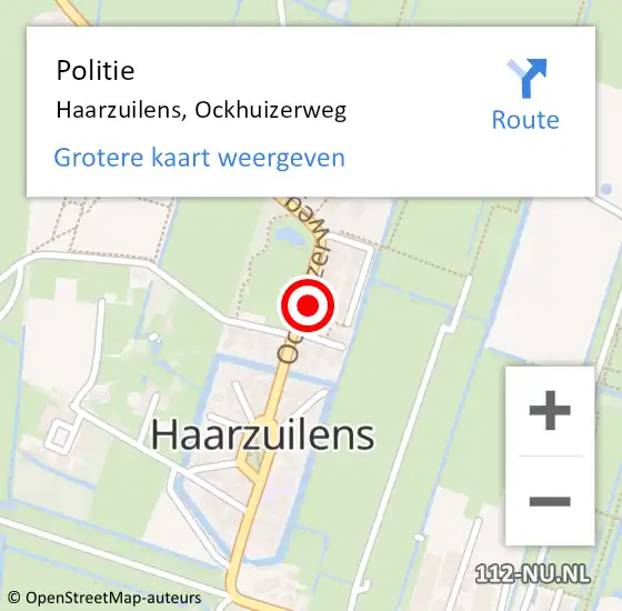Locatie op kaart van de 112 melding: Politie Haarzuilens, Ockhuizerweg op 9 februari 2022 07:42