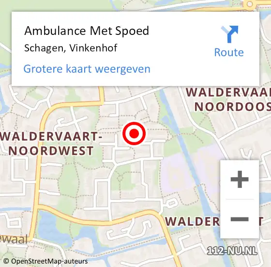 Locatie op kaart van de 112 melding: Ambulance Met Spoed Naar Schagen, Vinkenhof op 9 februari 2022 09:29