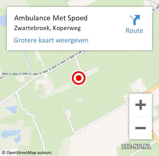 Locatie op kaart van de 112 melding: Ambulance Met Spoed Naar Zwartebroek, Koperweg op 9 februari 2022 09:41