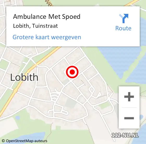 Locatie op kaart van de 112 melding: Ambulance Met Spoed Naar Lobith, Tuinstraat op 9 februari 2022 10:36
