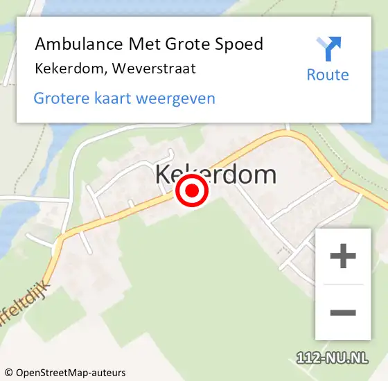 Locatie op kaart van de 112 melding: Ambulance Met Grote Spoed Naar Kekerdom, Weverstraat op 9 februari 2022 10:36