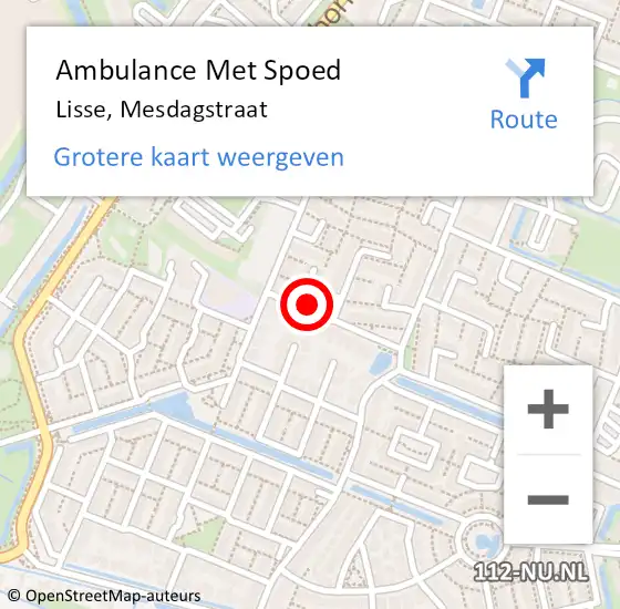 Locatie op kaart van de 112 melding: Ambulance Met Spoed Naar Lisse, Mesdagstraat op 9 februari 2022 18:24