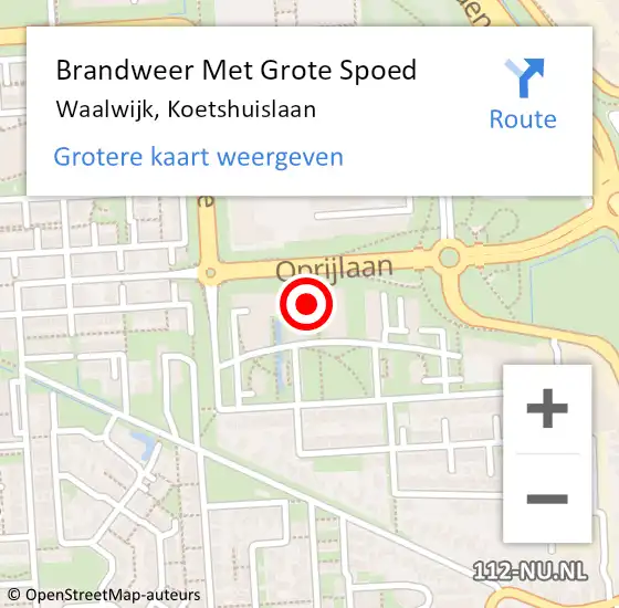 Locatie op kaart van de 112 melding: Brandweer Met Grote Spoed Naar Waalwijk, Koetshuislaan op 9 februari 2022 19:02