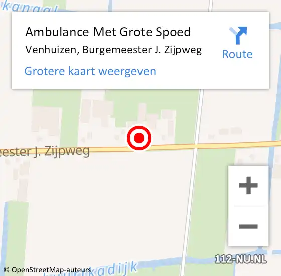 Locatie op kaart van de 112 melding: Ambulance Met Grote Spoed Naar Venhuizen, Burgemeester J. Zijpweg op 9 februari 2022 19:43