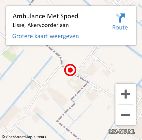 Locatie op kaart van de 112 melding: Ambulance Met Spoed Naar Lisse, Akervoorderlaan op 10 februari 2022 00:23
