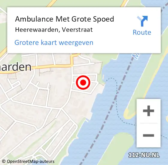 Locatie op kaart van de 112 melding: Ambulance Met Grote Spoed Naar Heerewaarden, Veerstraat op 10 februari 2022 04:19