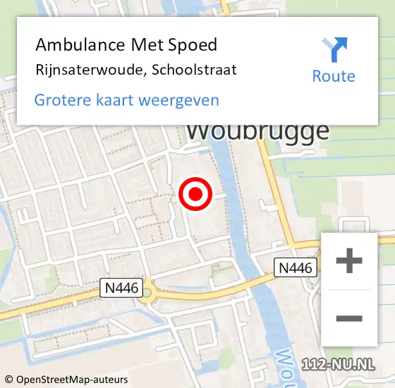Locatie op kaart van de 112 melding: Ambulance Met Spoed Naar Rijnsaterwoude, Schoolstraat op 10 februari 2022 07:05