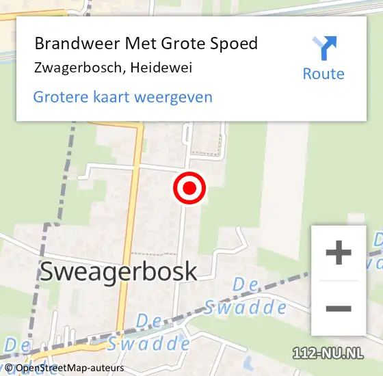 Locatie op kaart van de 112 melding: Brandweer Met Grote Spoed Naar Zwagerbosch, Heidewei op 10 februari 2022 08:10