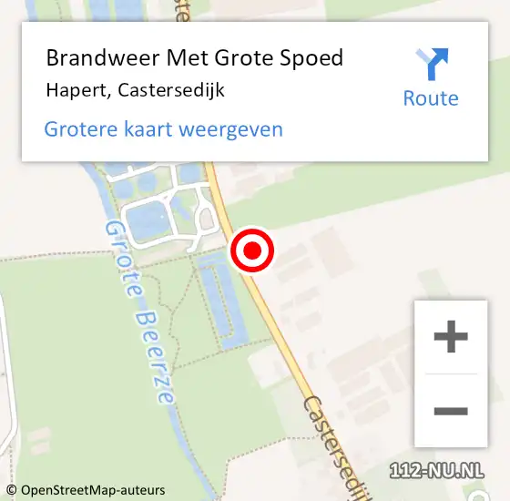 Locatie op kaart van de 112 melding: Brandweer Met Grote Spoed Naar Hapert, Castersedijk op 10 februari 2022 12:35